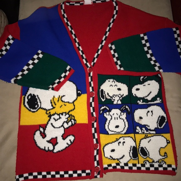 Vintage Sweaters - Vintage Snoopy & Friends Sweater/Cardigan Sz M